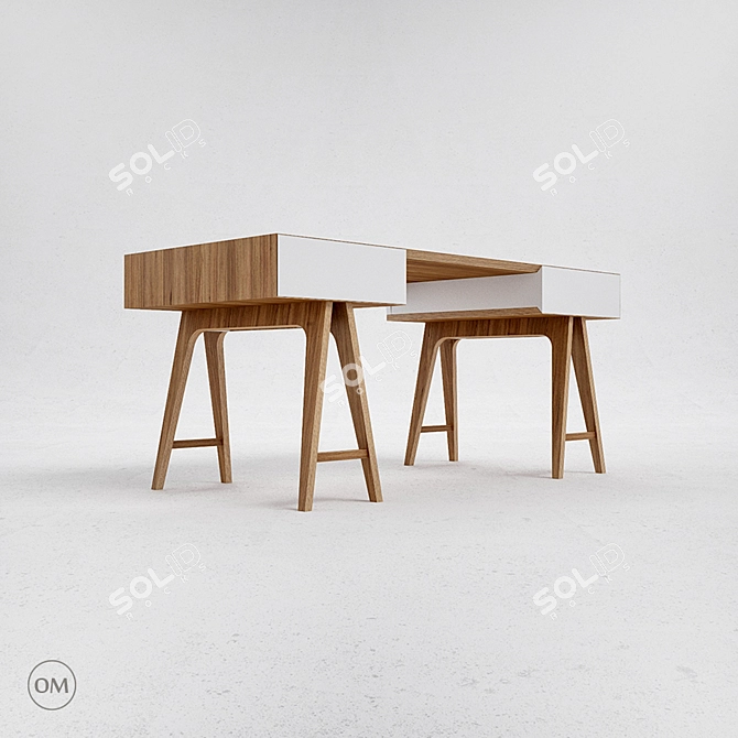 T4 Oak Veneer Desk 3D model image 1
