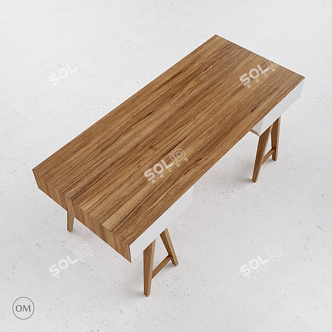 T4 Oak Veneer Desk 3D model image 2