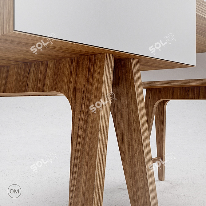 T4 Oak Veneer Desk 3D model image 3