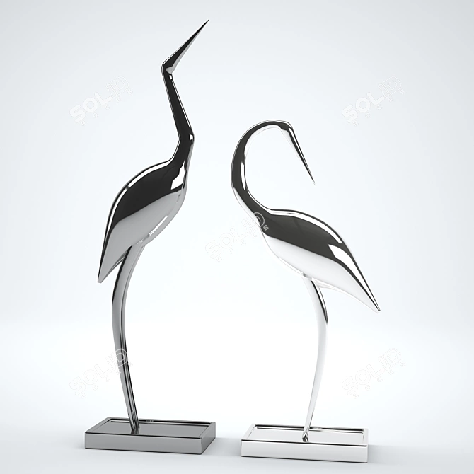 Graceful Flight: Birds Sculpture 3D model image 1