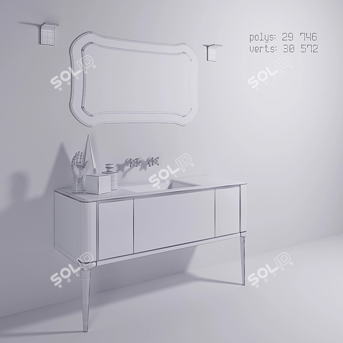 Title: ILBAGNO 14 4-Piece Bathroom Set 3D model image 2