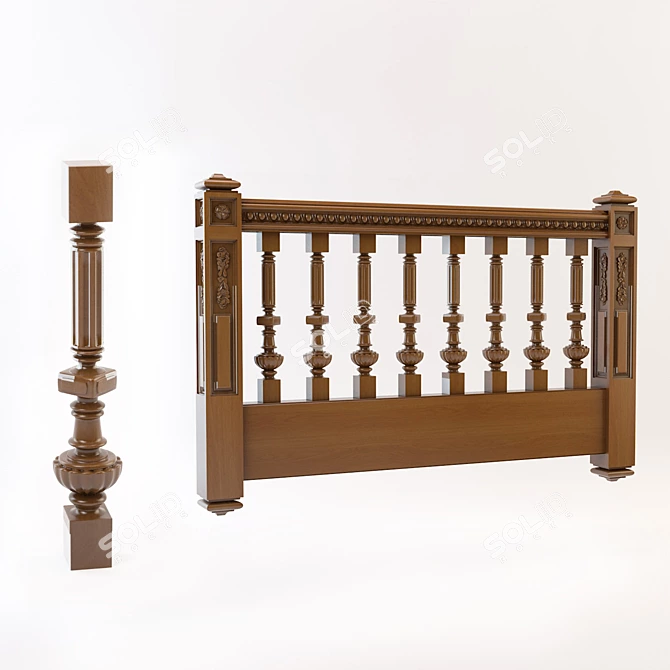 Classic Baluster: Elegant Support for Staircases 3D model image 1