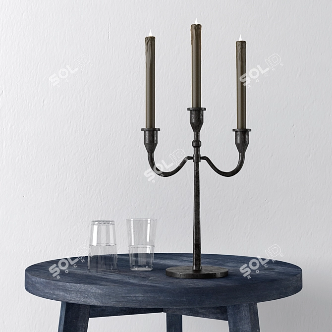 Title: Elegant Metal Candlestick Set 3D model image 1