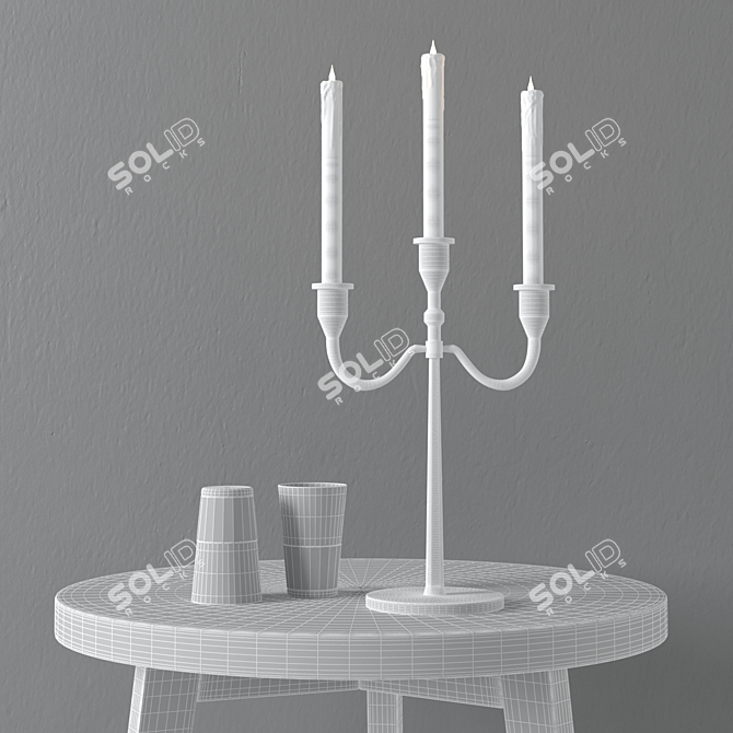Title: Elegant Metal Candlestick Set 3D model image 2