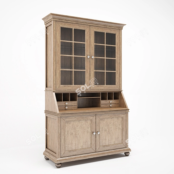 Solid Oak Dining Cupboard 3D model image 1