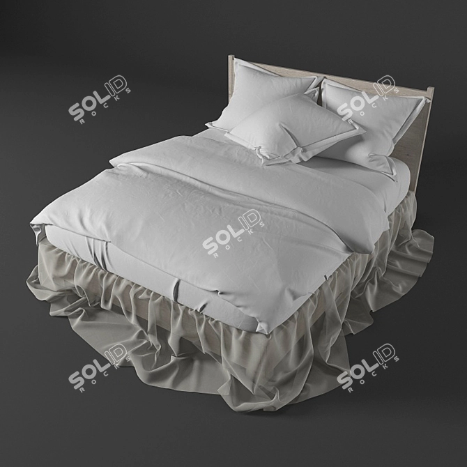 Ruffled Canopy Bed 3D model image 1