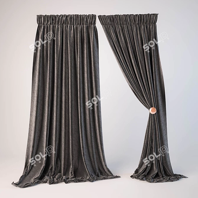 Modern Style Curtains 3D model image 1