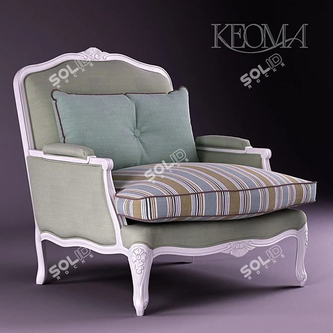 Vintage Armchair with Chic Cushions 3D model image 1