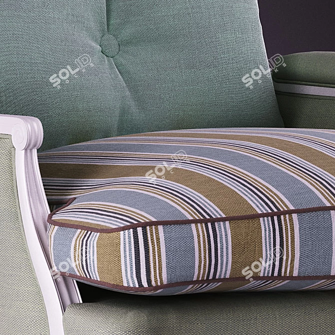 Vintage Armchair with Chic Cushions 3D model image 3