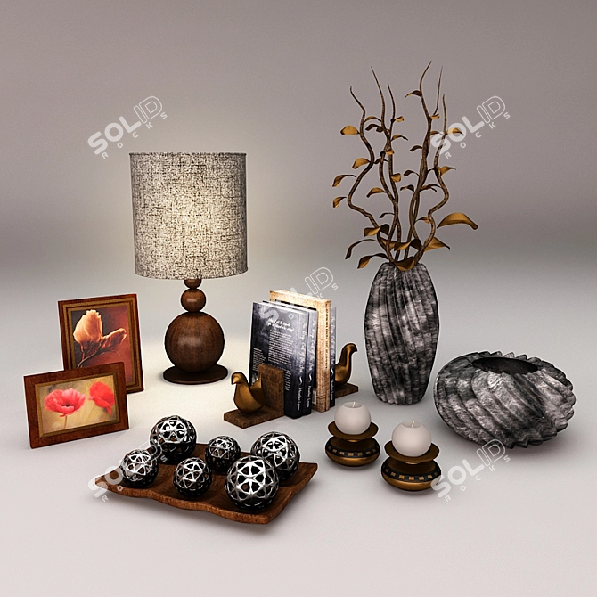 Elegant Home Decor Set 3D model image 1