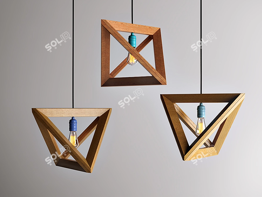 Geometric Wooden Lampshades by Herr Mandel 3D model image 1