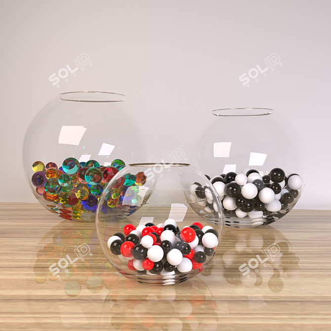 Colorful Glass Vase with Balls 3D model image 1