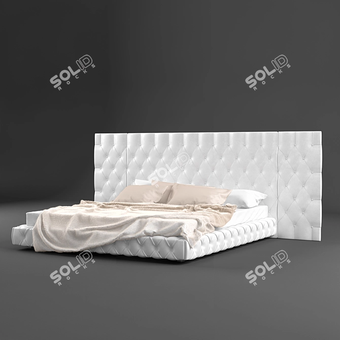  Valmori Class Capitonne Double Bed 3D model image 1