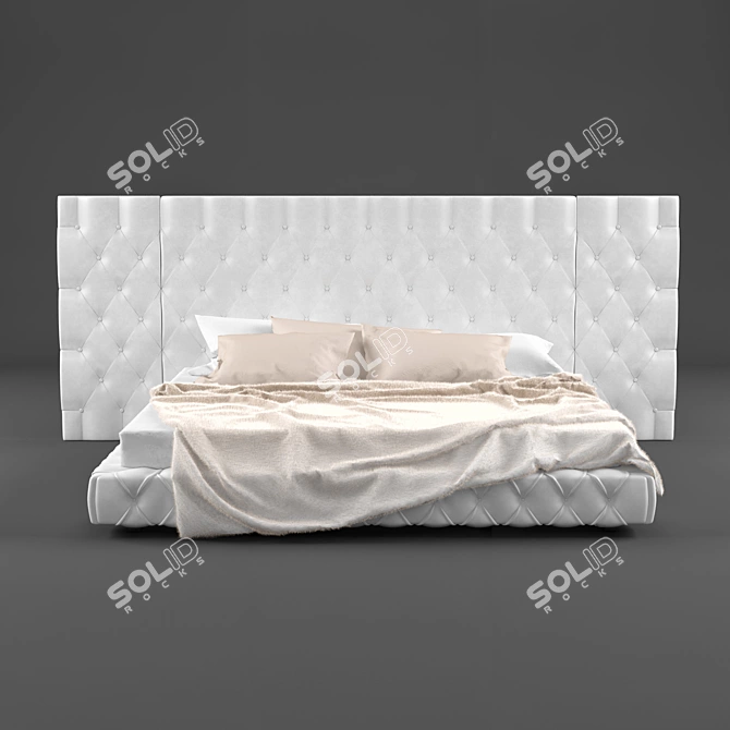  Valmori Class Capitonne Double Bed 3D model image 2