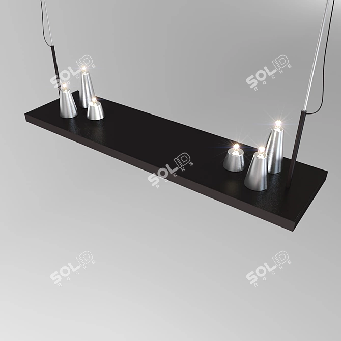 Modern Black Steel Chandelier 3D model image 1