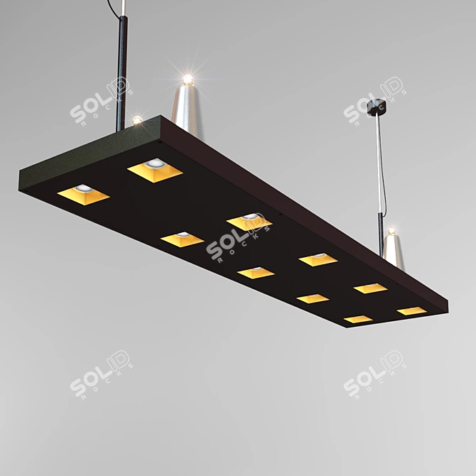 Modern Black Steel Chandelier 3D model image 2