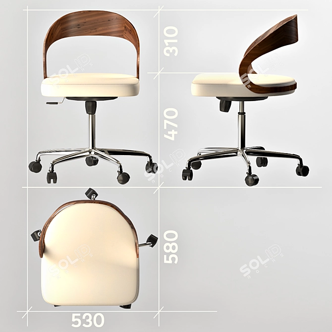 Leather Woodback Chair | Girado 3D model image 2