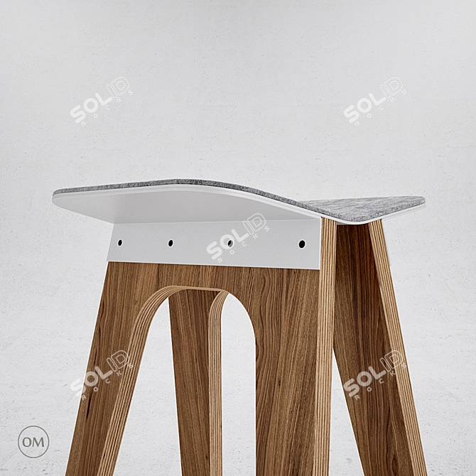 Modern Oak Bar Stool 3D model image 3