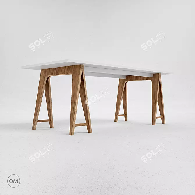 Modern Oak Veneer T1 Desk 3D model image 1