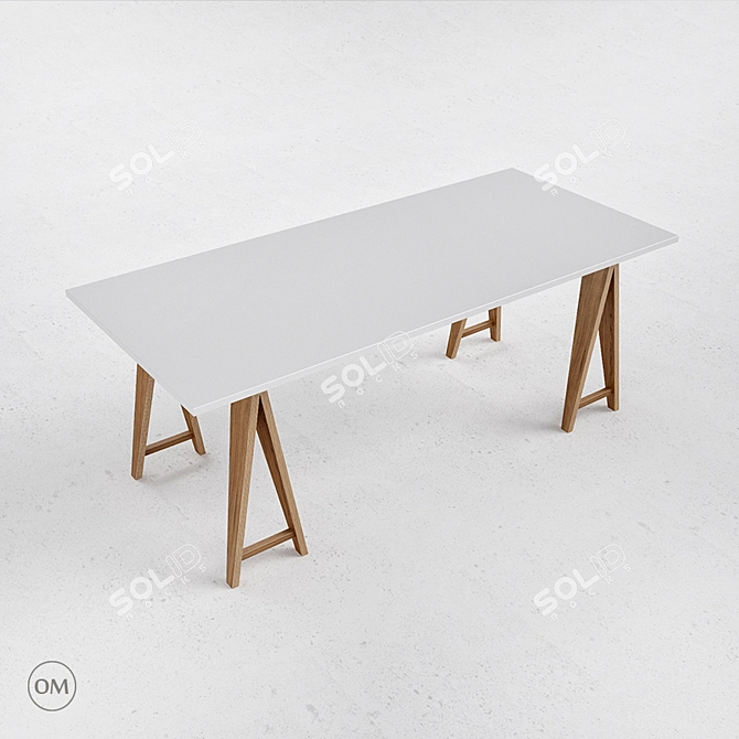 Modern Oak Veneer T1 Desk 3D model image 3