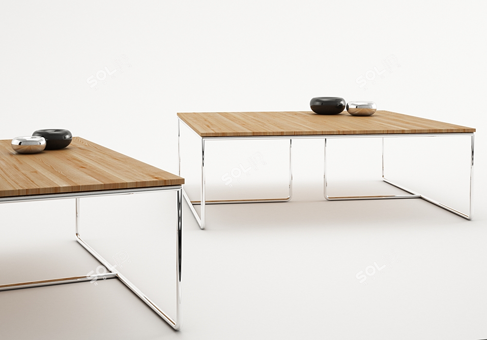 Stylish Chrome-Leg Coffee Table 3D model image 1