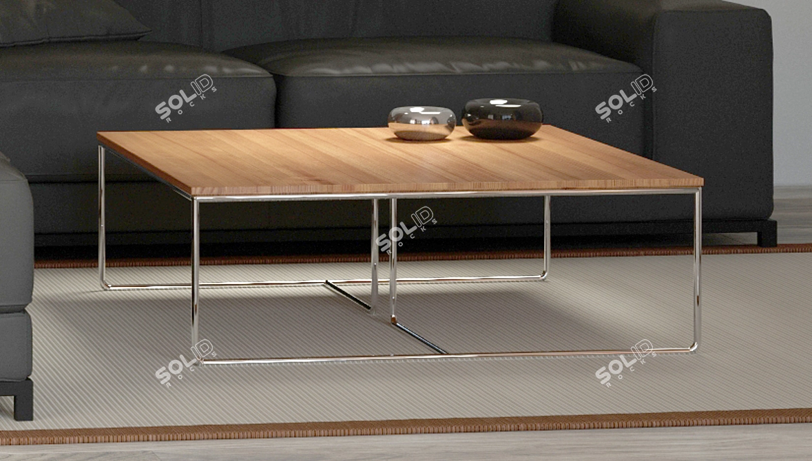 Stylish Chrome-Leg Coffee Table 3D model image 2