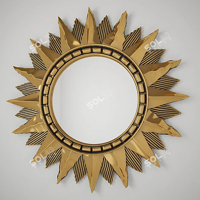 Golden Sun Mirror: Italian Metal Wall Décor 3D model image 1