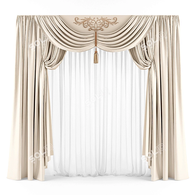 Classic Elegance: Curtains for Timeless Charm 3D model image 1