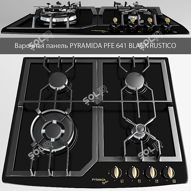 PYRAMIDA PFE 641 Black Rustico: Sleek Gas Cooktop 3D model image 1