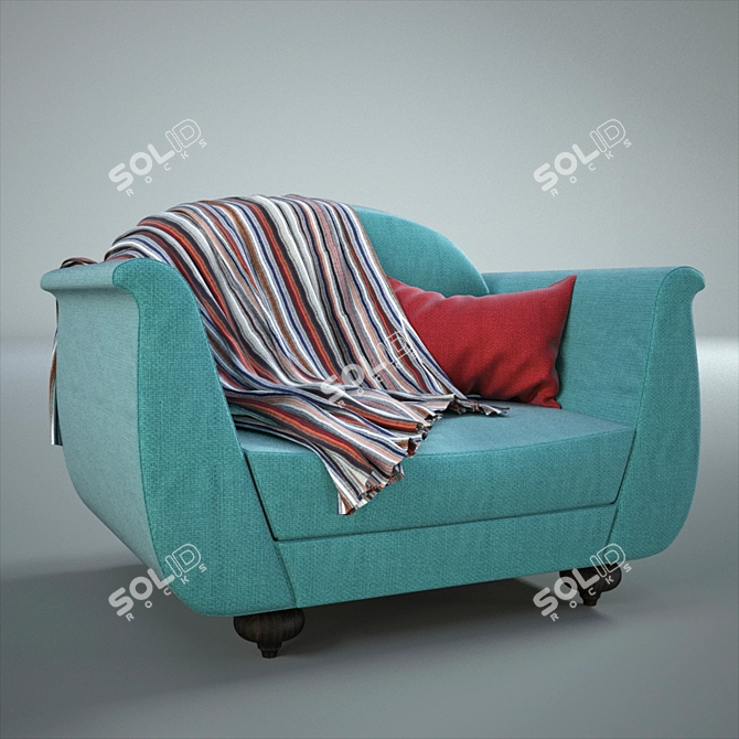 Renewed 1920s Vintage Armchair 3D model image 1