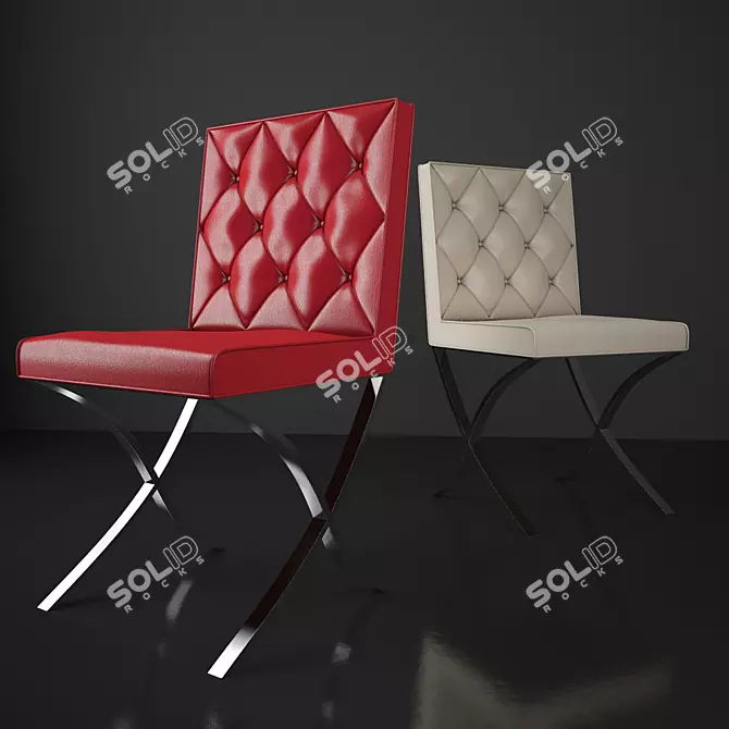 Elegant Red China Dining Chair 3D model image 1