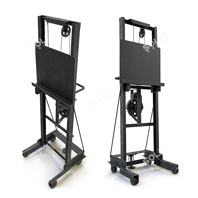 Industrial Steel Easel on Casters 3D model image 1