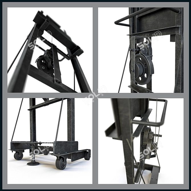 Industrial Steel Easel on Casters 3D model image 2