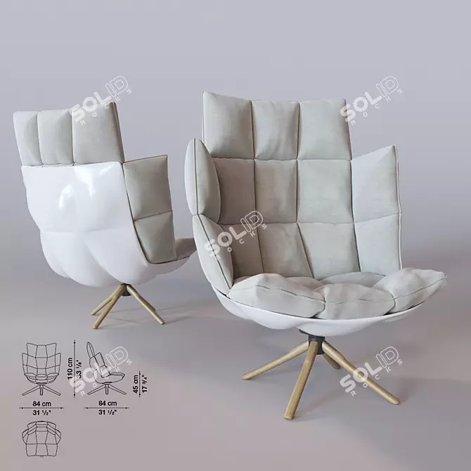 Husk Armchair: Modern Elegance & Comfort 3D model image 1