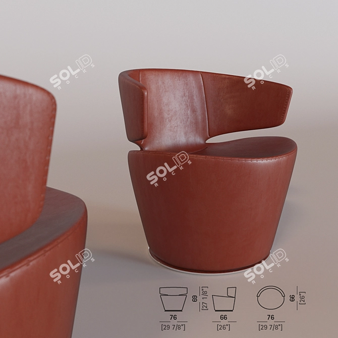 Cozy Swivel Chair - Poltrone Kono 3D model image 1