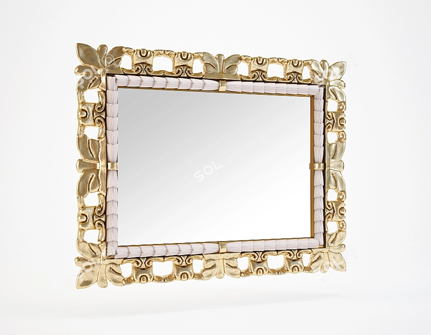 Golden Classic Mirror 3D model image 2