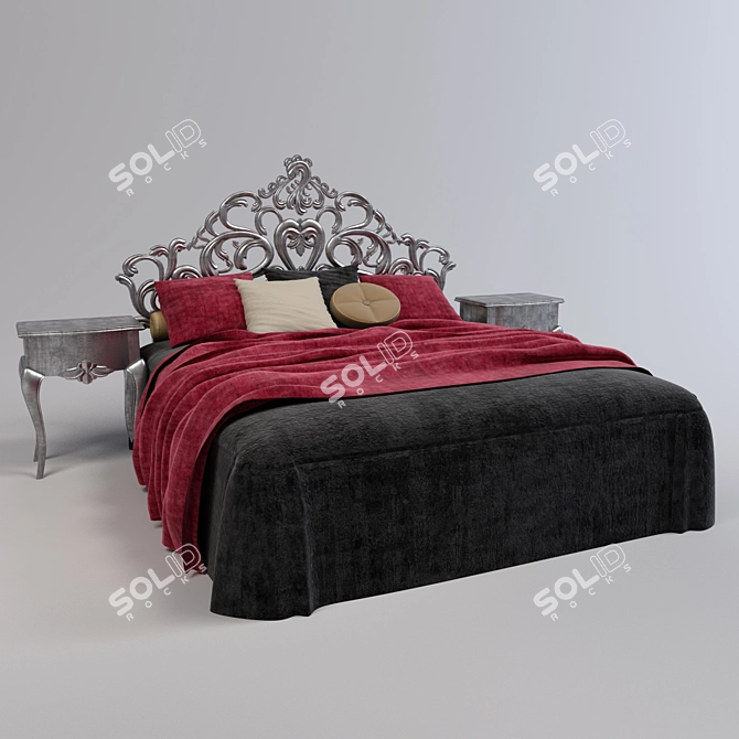 Elegant Classic Bed 3D model image 1