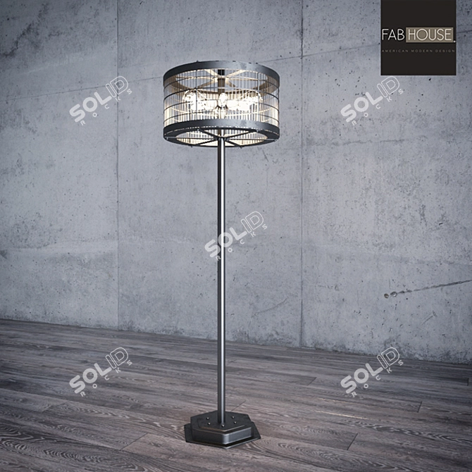 Rustic Cage Floor Lamp 3D model image 1