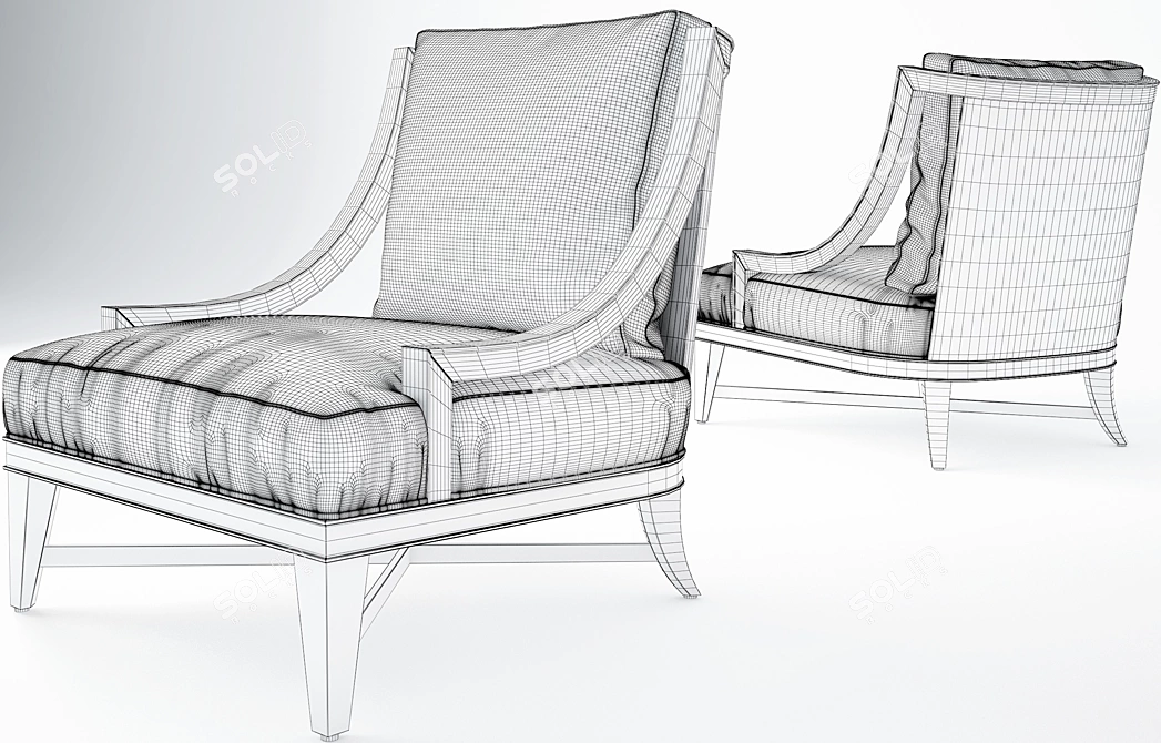 Elegant Nob Hill Lounge Chair 3D model image 2