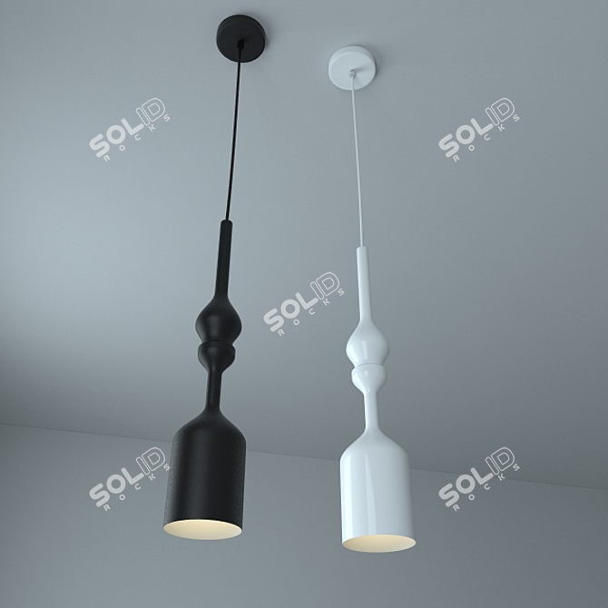 Dual-Tone Electric Suspension: Sleek Black and Glossy White 3D model image 1