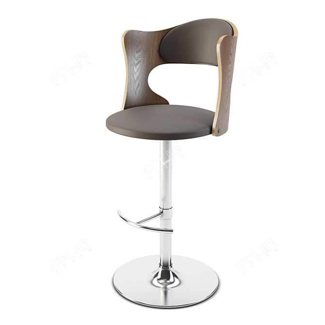 Sleek Walnut Cello Bar Stool 3D model image 1