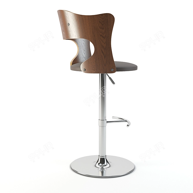 Sleek Walnut Cello Bar Stool 3D model image 2