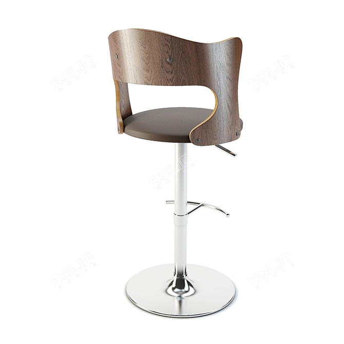 Sleek Walnut Cello Bar Stool 3D model image 3