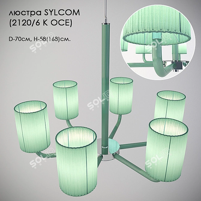 Elegant SYLCOM Chandelier: 2120/6 K OCE 3D model image 1