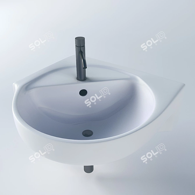 Compact Stainless Steel Sink 3D model image 2