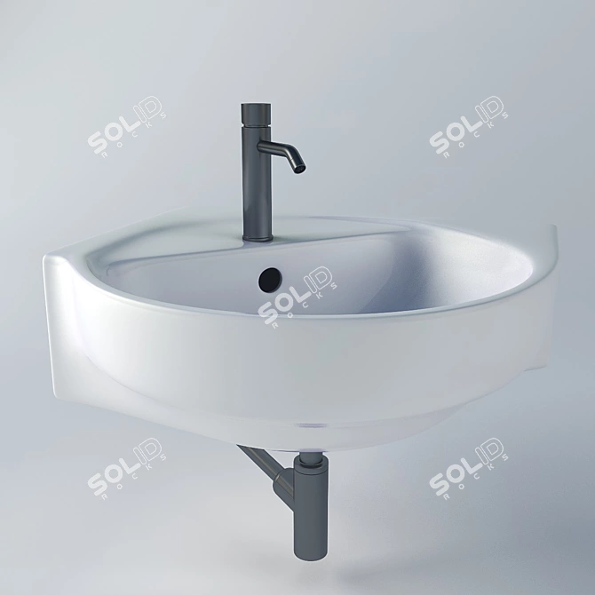 Compact Stainless Steel Sink 3D model image 3