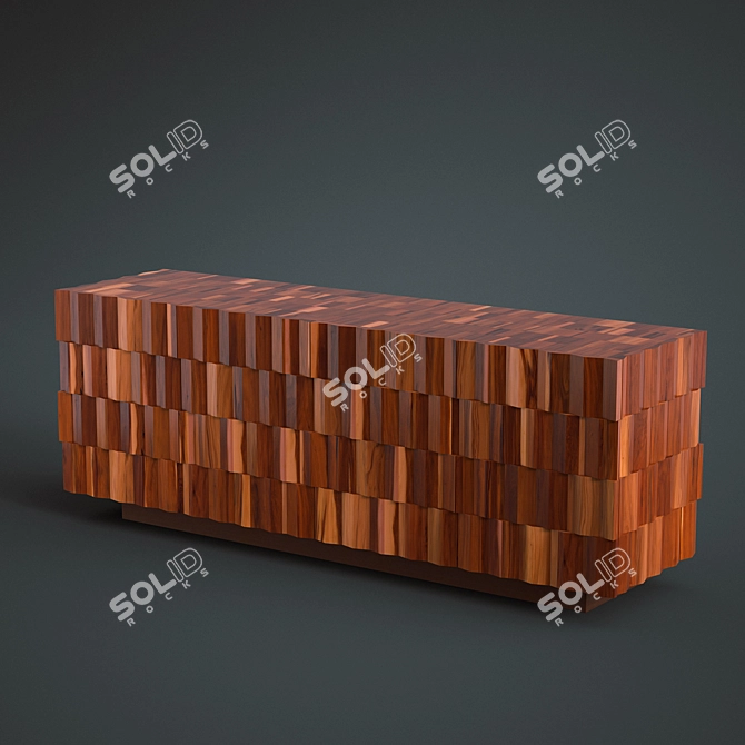 Sleek Washboard Media Cabinet 3D model image 1