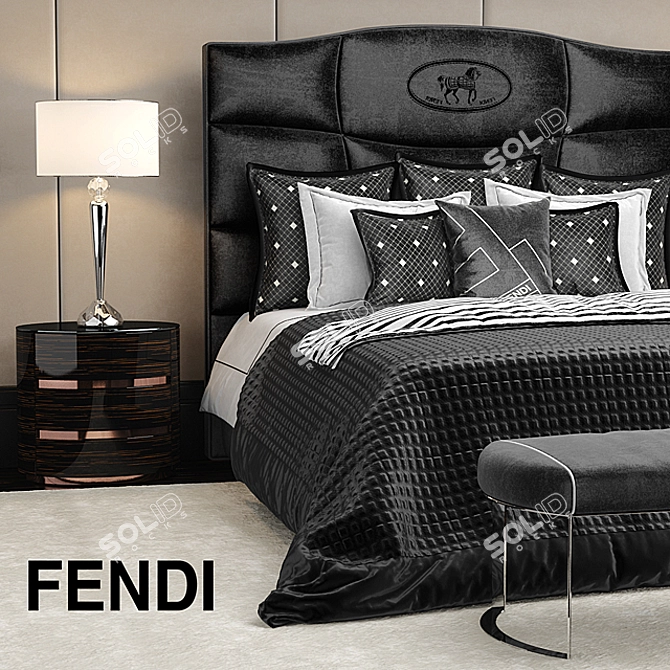 Luxury Fendi George Bed 3D model image 2