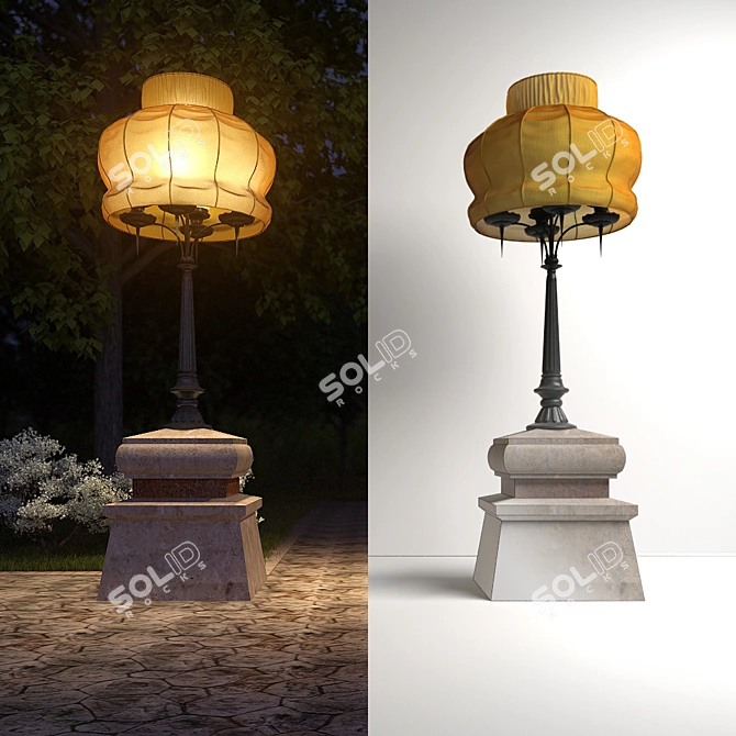 Vintage Street Lamp with Customizable Shade 3D model image 1