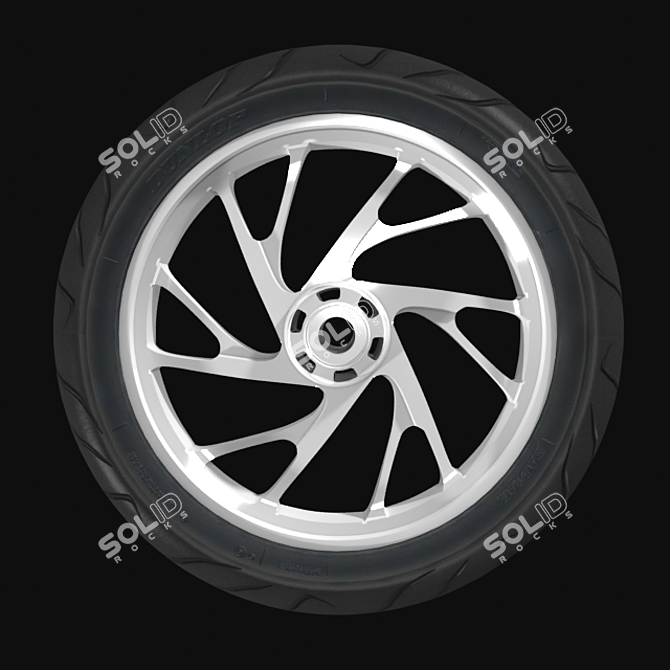Durable Motorcycle Tire 3D model image 1